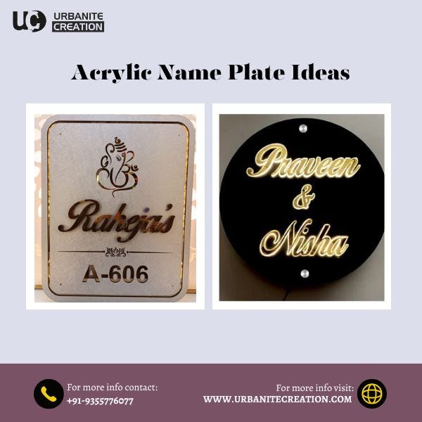 Acrylic Name Plate Ideas Urbanite Creation Medium