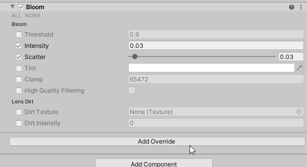 Adding a Color Adjustment Override.