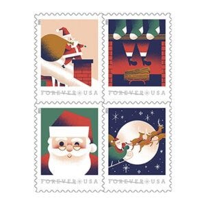 USPS Holiday Windows Forever Stamps 100 Stamps (5 Books of 20)