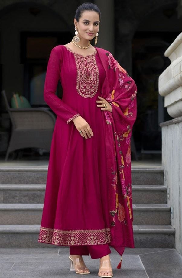 Teal blue Salwar Kameez in Silk with EmbroideredWhat Are the Latest Salwar Kameez Trends Currently…