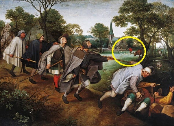 The Blind Leading the Blind is a 16th century copy.