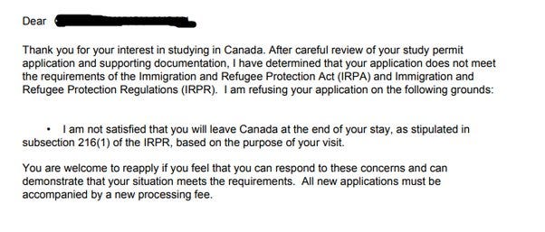 Visa refusal SOP for Canada