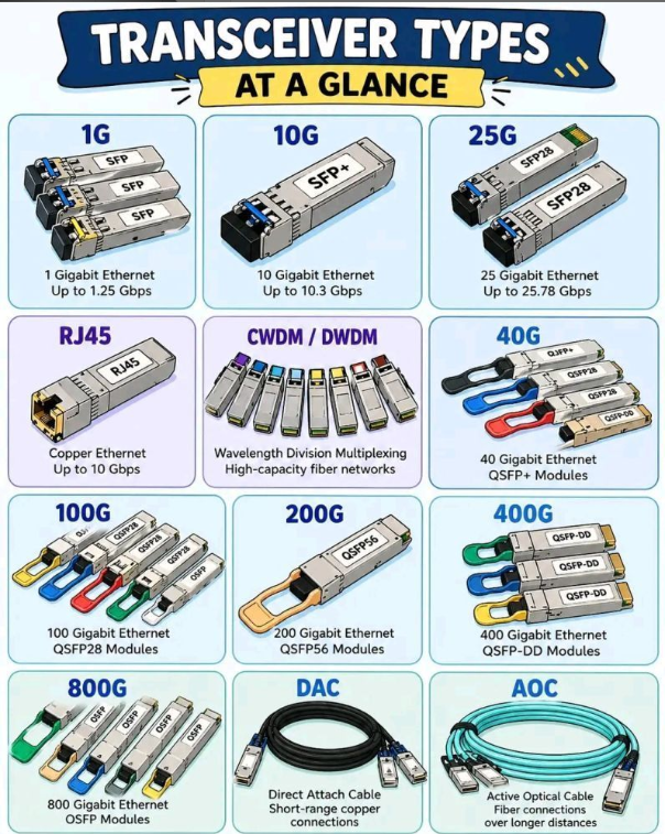 💡Understanding Transceiver Types — Made Simple 👇