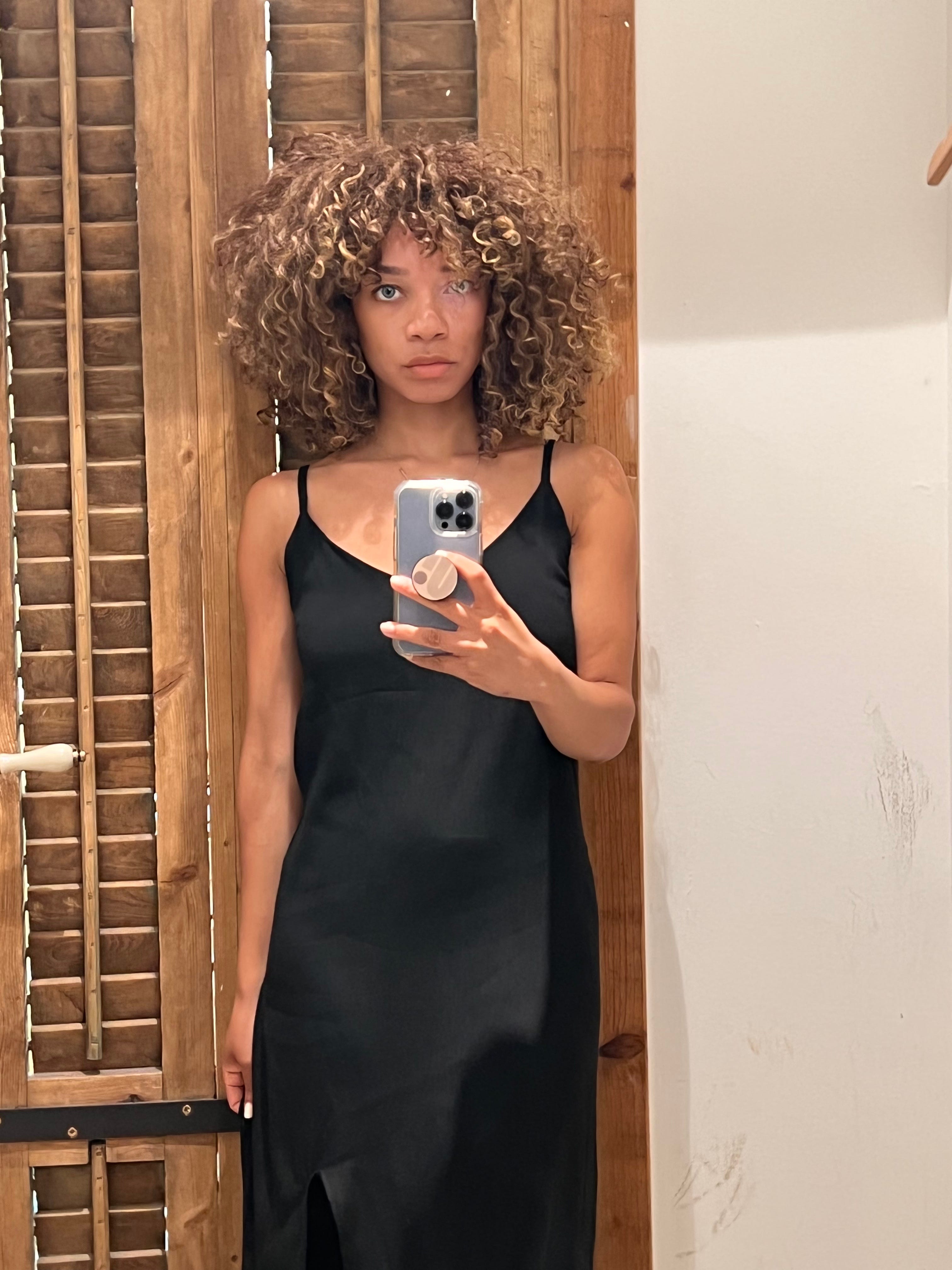 Sad girl in black dress cheap images