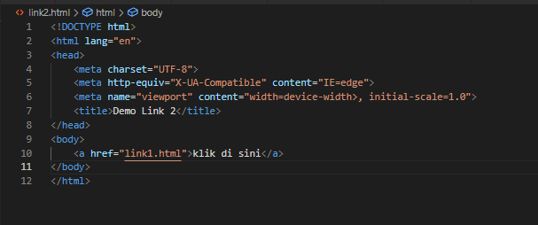 Cara membuat Hyperlink sederhana dengan html di visual studio code ...