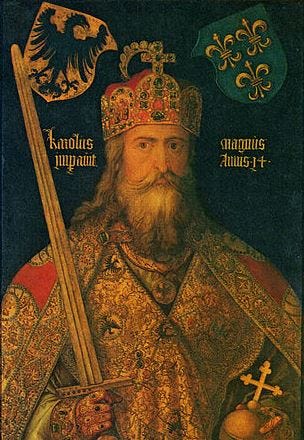 Public domain photograph of 17th-century painting of Emperor Charlemagne
