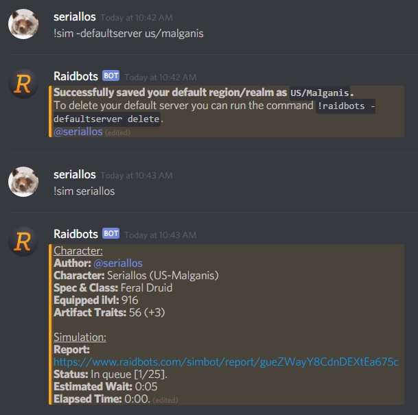 Discord Bot Updates + New Epic Reward, by Seriallos, Raidbots