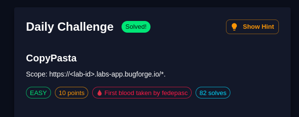 CopyPasta IDOR — BugForge Daily Challenge
