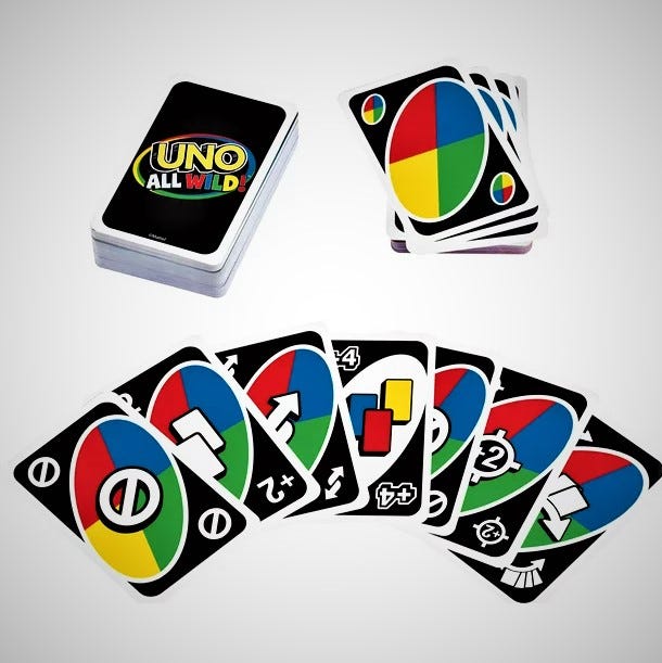 Wild, Skip, Reverse, Draw Two Cards for Uno