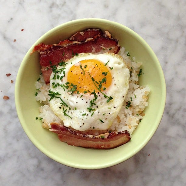 Bacon Egg and Rice Breakfast Bowl | by Christian Arca | Medium
