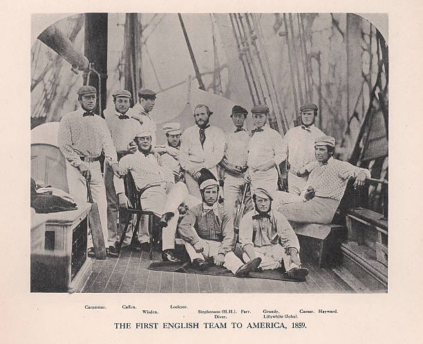 The cricketers of 1859 comprised six of the All-England XI and six of the United All-England XI