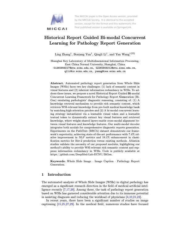 The Needle in a Gigapixel Haystack: Rethinking Pathological Report Generation with BiGen