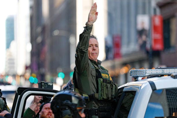 Image: Eerie video of Greg Bovino salute resurfaces as Border Patrol chief accused of ‘Nazi cosplay’