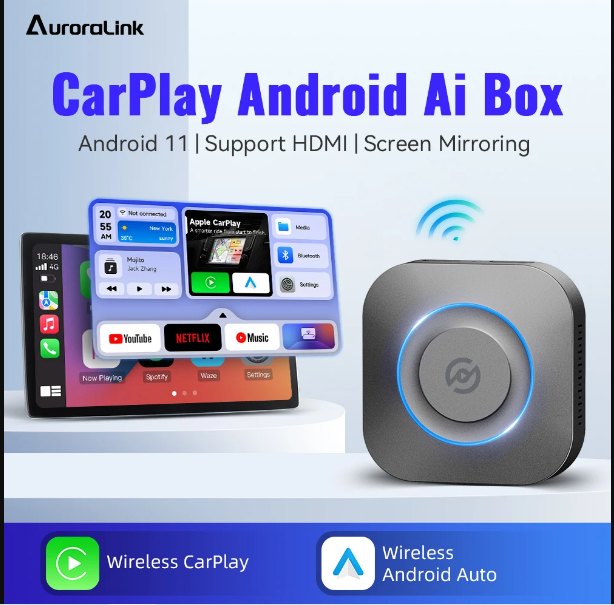 2023 CarPlay Ai Box Mini TV Box New Wireless CarPlay Adapter Wireless Android Auto Dongle with