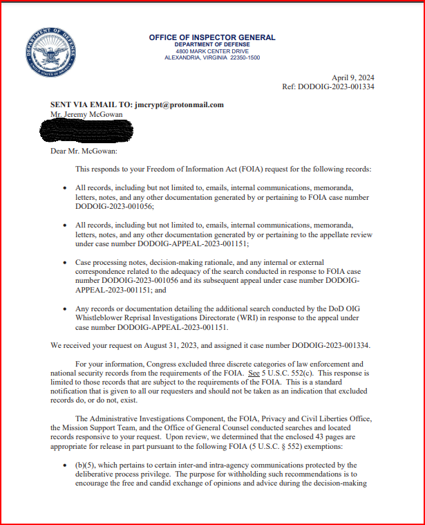 Lue Elizondo — AATIP — and the DoD Office of Inspector General