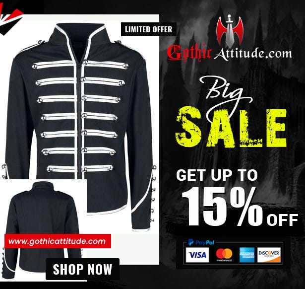 Men's Unique Gothic Steampunk Red Parade Military Marching Band Drummer  Jacket Goth Punk Emo