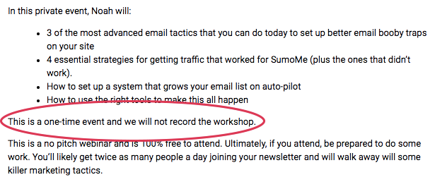 an example of email copy that creates a sense of urgency