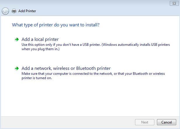 Click on the Add a local printer option to add your device