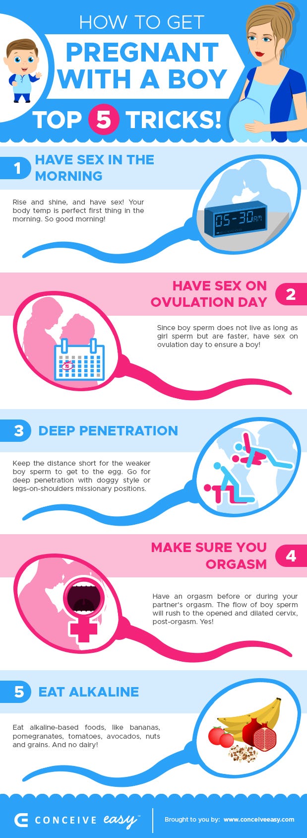 Top 5 Tricks How to Get Pregnant with a Boy Infographic