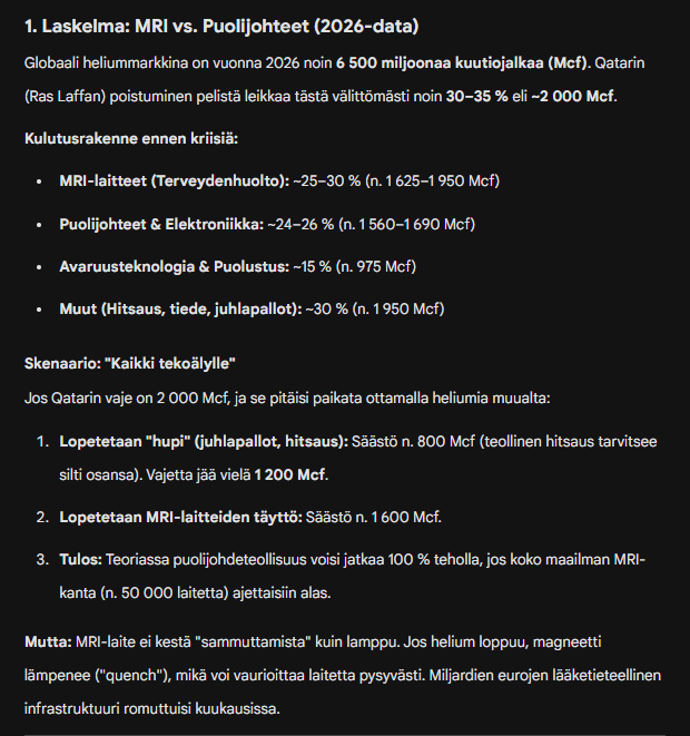 Tekoälyn laskelmian heliumin käyttöön liittyen.