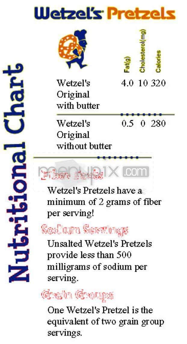 Wetzel Pretzel Nutrition Guide Snack Smart Choices! by Eddiekelley