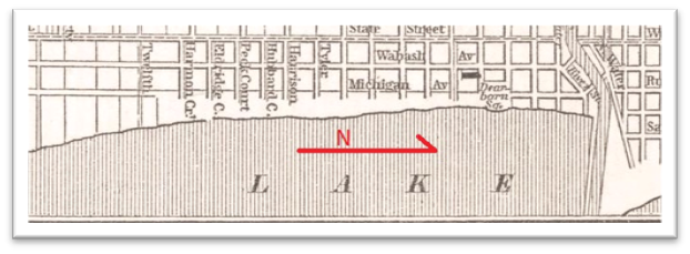 Harita 4.1.2: Lake Park (1850) Kaynak: Lyle.(2014).History of Grant Park, 1830–1871. https://www.chipublib.org/blogs/post/history-of-grant-park-1830-1871/