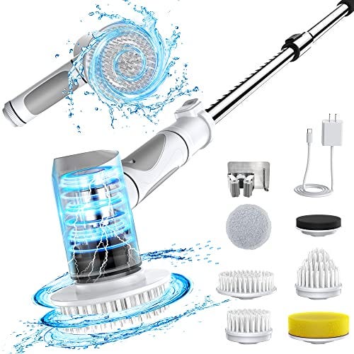 A shower head with a brush and accessories for a spa-like experience at home.