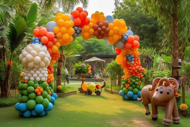 The Most Exciting Jungle Theme Balloon Decoration for Kids Birthday