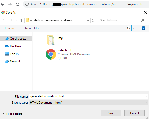 Generate animation and save prompt