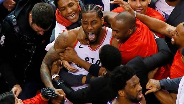 The moments immediately following Kawhi Leonard's shot are what