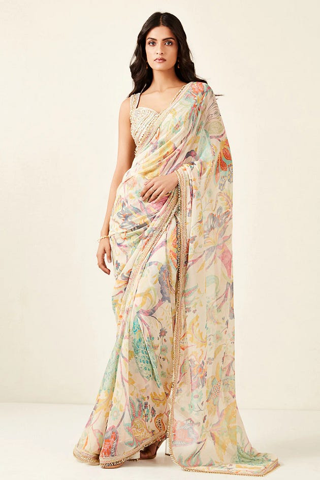 Multicolor Printed Georgette Saree, Designer sarees