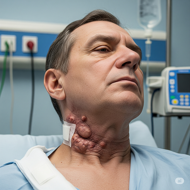 men with neck cancer in hospital