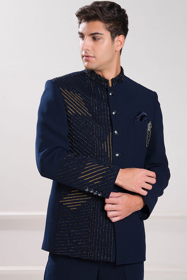 Dark Midnight Blue Cutdana Embroidered Italian Jodhpuri Suit | suit design men | men suits design | designer mens suits | mens suits design | suit for men design | designer suits for men | suits design for men | men designer suits | design suit for man | men’s designer suit | Jodhpuri suit | men suit for wedding | Blue Jodhpuri suit | men wedding suit | wedding suits men | suits for men wedding | Jodhpuri Suits for wedding | Jodhpuri Italian design Suits | Jodhpuri design suites | Jodhpuri suits