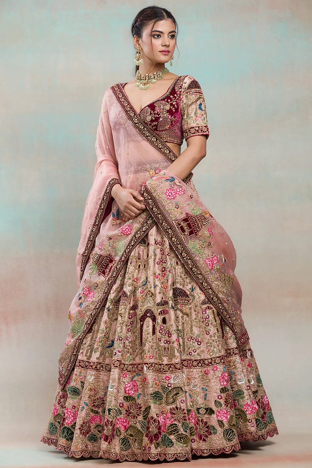 Pink Beige Sequins Embroidered Raw Silk Exclusive Bridal Lehenga With Double Dupatta ,Embroidered Lehenga, Bridal Lehenga, Wedding Lehenga, Reception Lehenga, Engagement Lehenga, Mehendi Lehenga, Banarasi Lehanga
