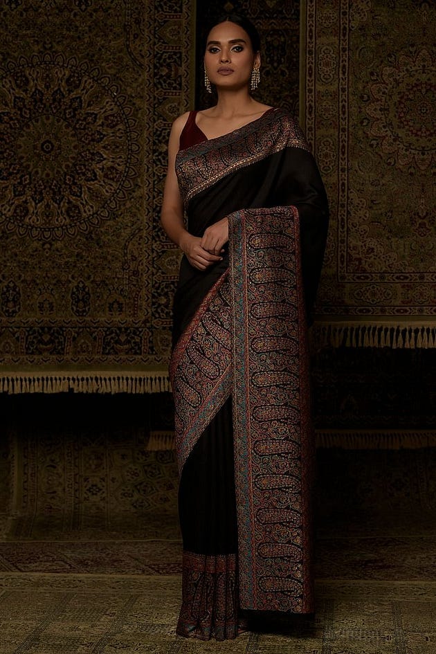 Black Woven Banarasi Tussar Silk Saree, Banarasi Tussar Silk saree, Black banarasi saree, black silk saree, black saree, Tussar silk saree
