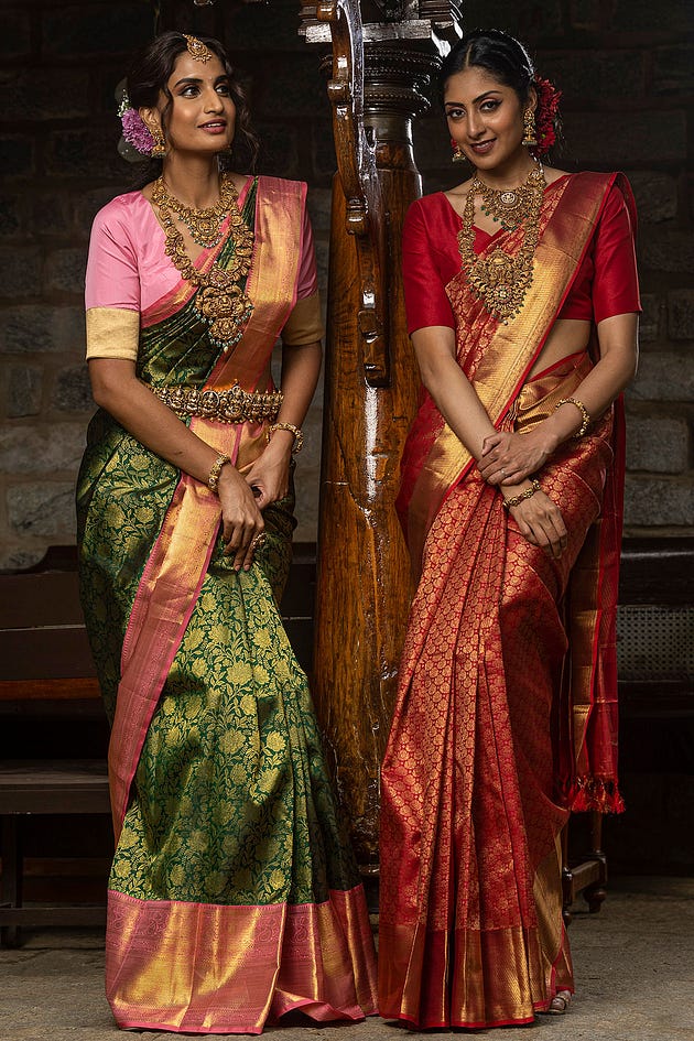 Green Tested Zari Kanchipuram Silk Saree With Unstitched Blouse