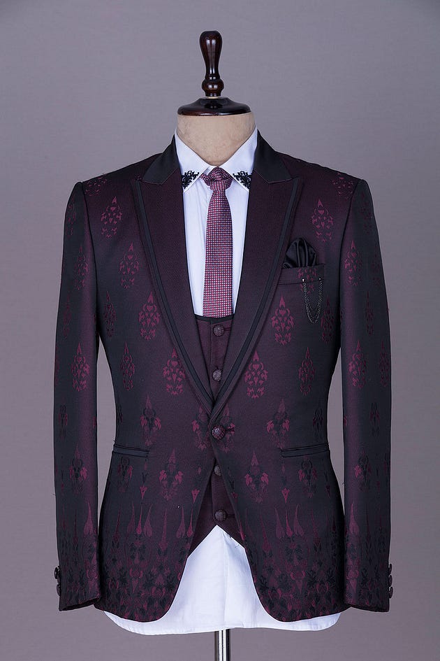 Purple Resham Embroidered Italian Classic Suit-RK4597