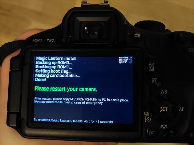 Installing Magic Lantern on a Canon EOS 600D