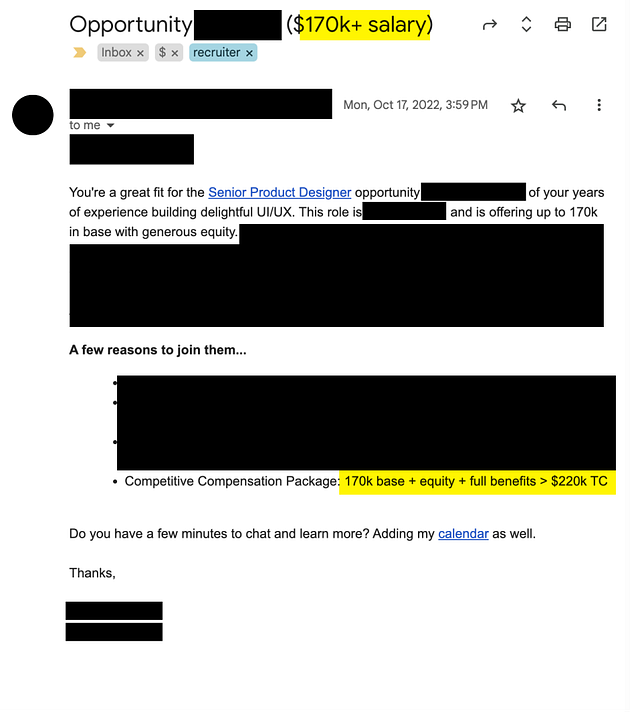 email offer $170k