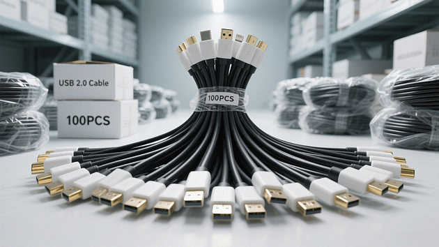 Mass production of USB Type-A cables in a factory