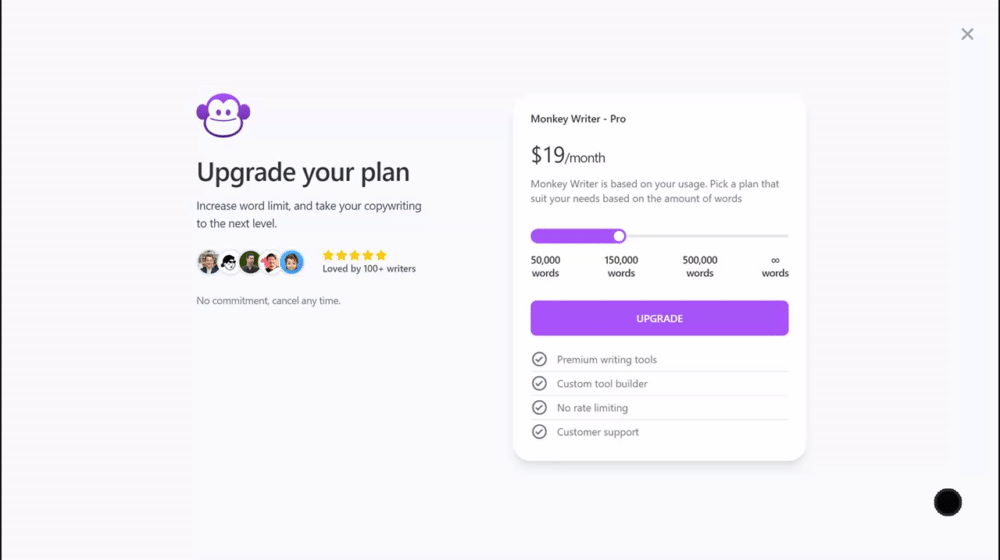 ChatGPT Monkey Writer pricing