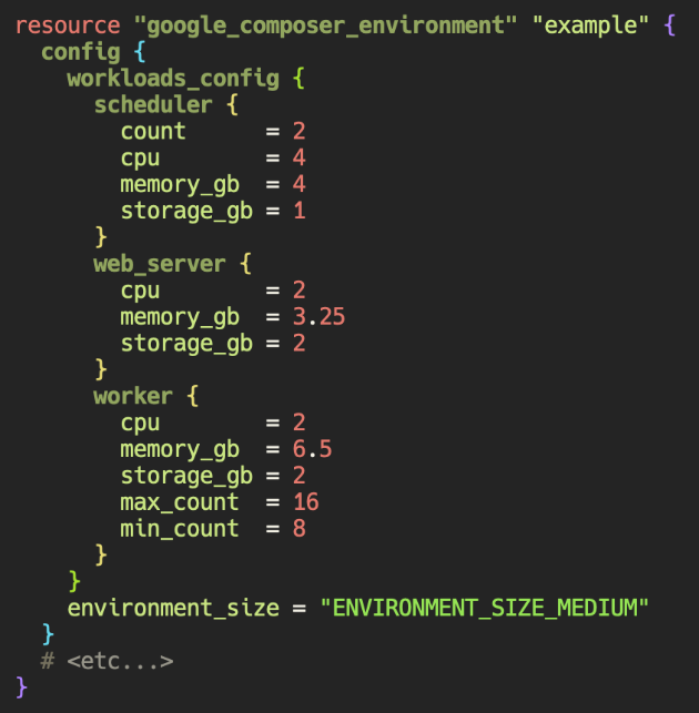Composer resource upgrades, as specified in Terraform
