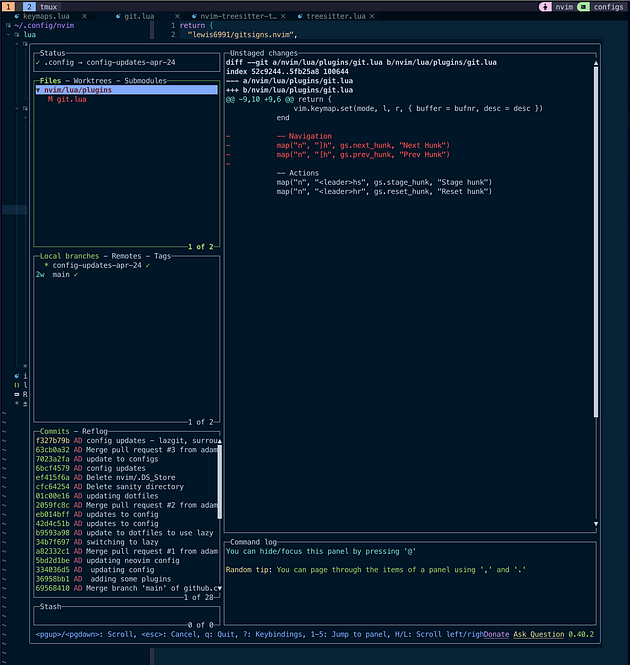 Screenshot of the Lazygit Default UI