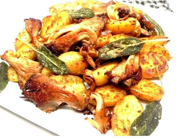 On your holiday table, chanterelle mushrooms go well with seasoned potatoes and crispy sage for a quick, distinctive, and unforgettable side dish.
