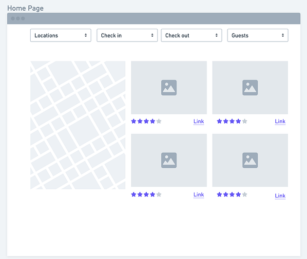 Rough sketch mockup for front-end to identify common UI components