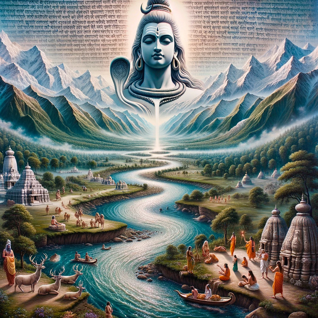 The ancient Vedas carry the first mentions of Ganga, enshrining her celestial grace.