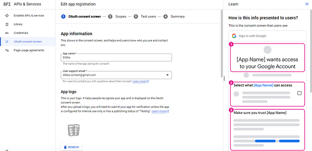 OAuth Consent Information Page