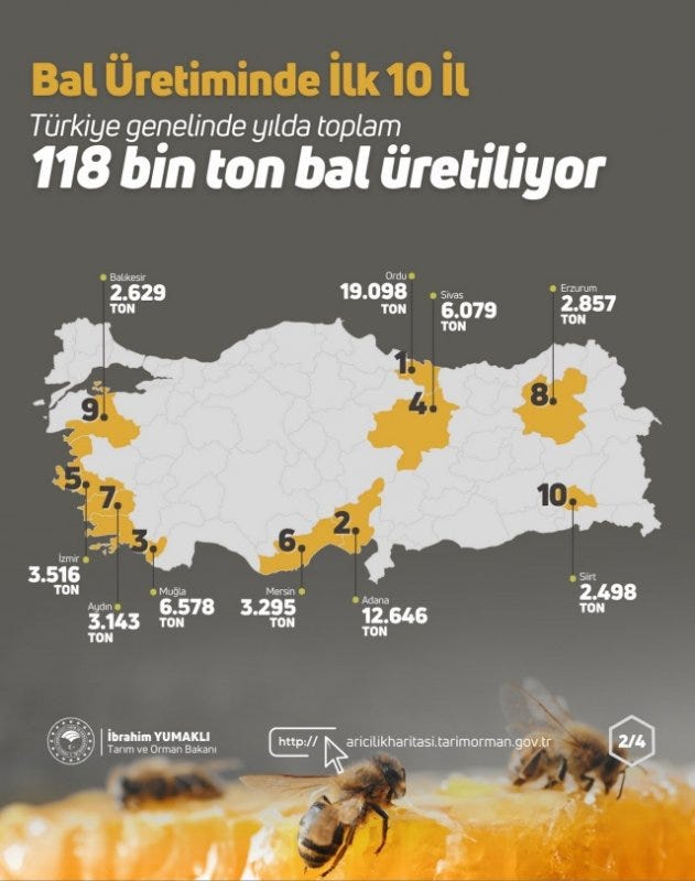 Tarım ve Orman Bakanlığının çalışmalarıyla yıllık bal üretimi 118 bin tona, arılı kovan sayısı 8,9…