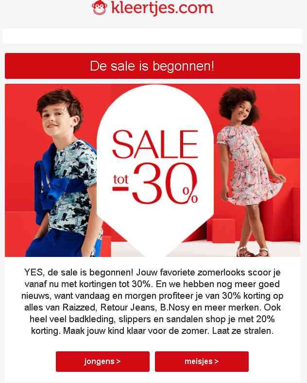 de uitverkoop op kinderkleding is begonnen! Tot 30% korting op jouw favoriete zomerlooks