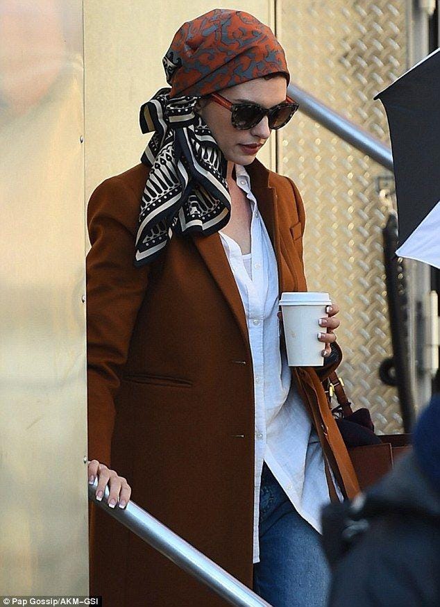 Anne Hathaway Shows Us How to Amp Up Our Scarf Game